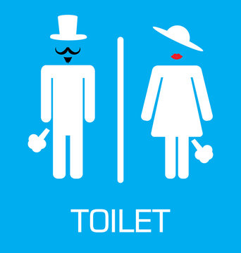 toilet Sign, Fitting room sign flat icon illustration, lady and gentleman symbol