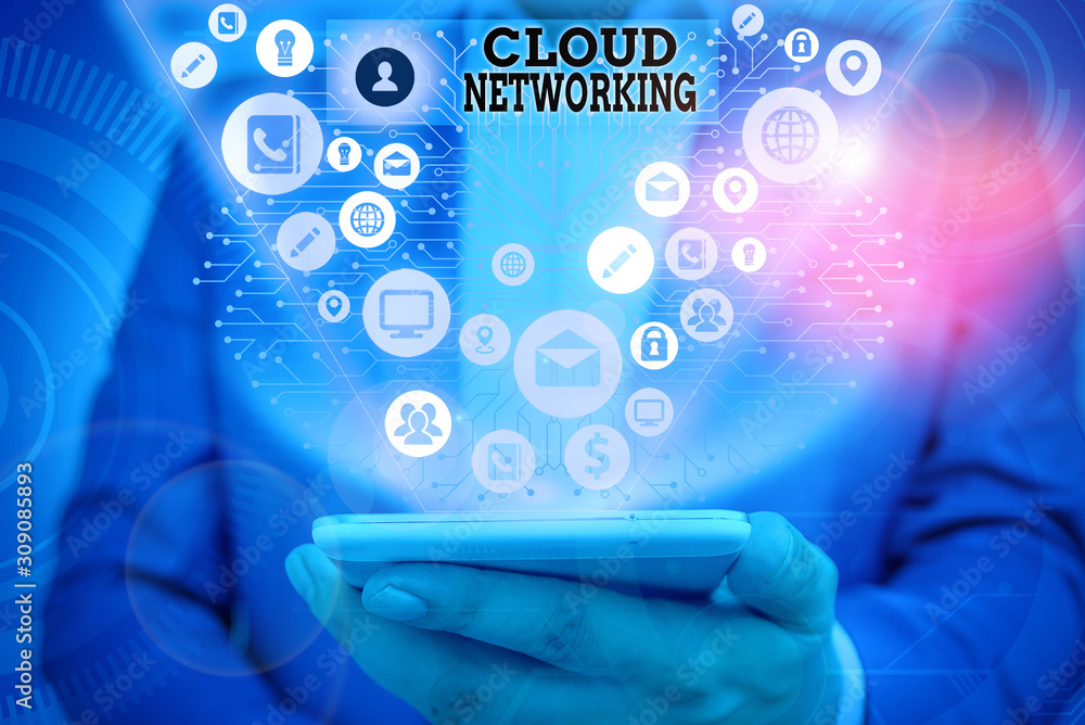 Poster writing note showing cloud networking. business concept for sourcing and utilization of one or more 