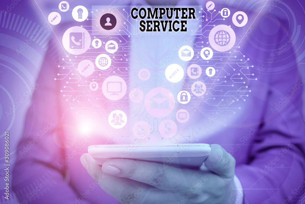 Poster writing note showing computer service. business concept for computer time or service including data 