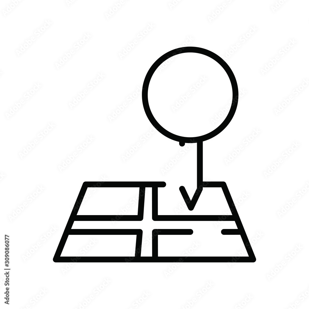 Poster paper map guide with pins location icon