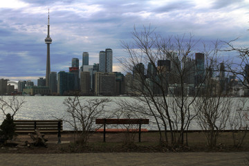 Perfect vantage point of the city skyline from the Toronto islands