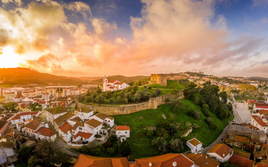 Aerial view of Torres Vedras castle in Portugal