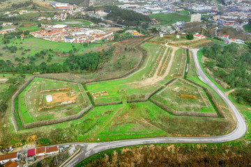 Aerial view of Fort St. Vincent in Torres Vedras, nineteenth century military fortification...