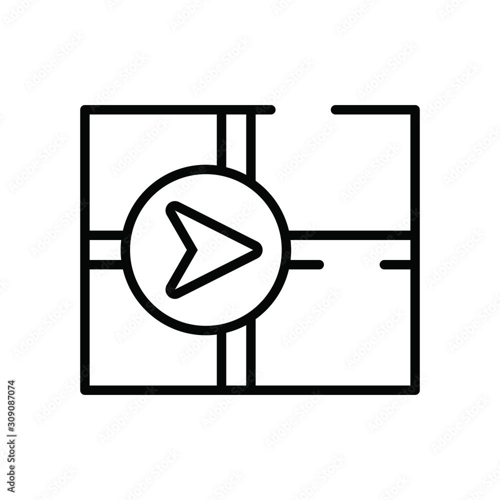 Poster paper map guide with pins location icon