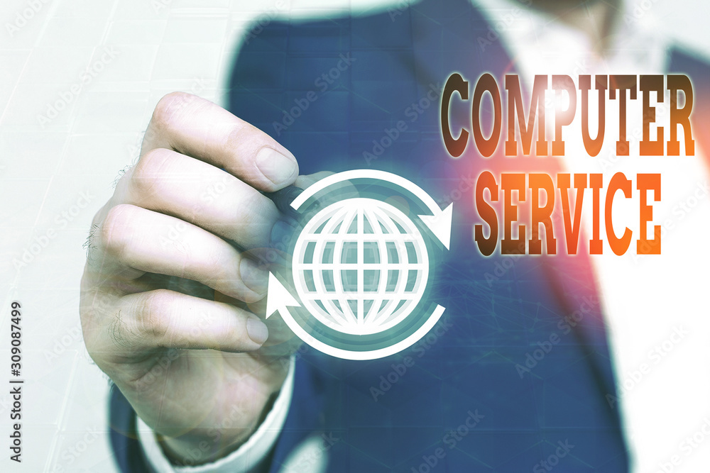 Poster writing note showing computer service. business concept for computer time or service including data 