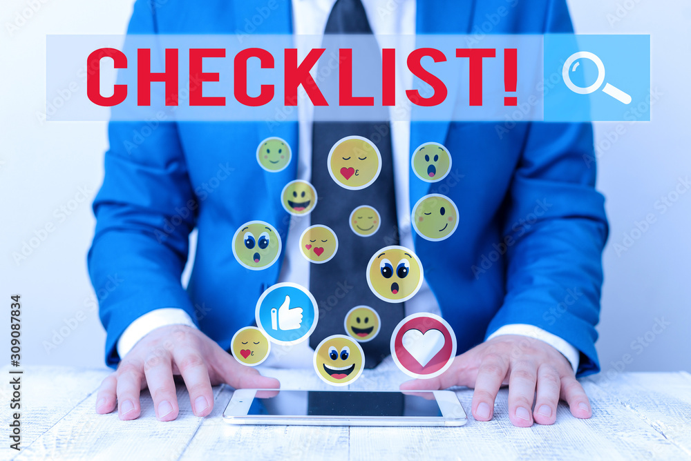 Poster text sign showing checklist. business photo showcasing list items required things be done or points 