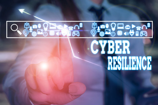 Text sign showing Cyber Resilience. Business photo text measure of how well an enterprise can analysisage a cyberattack
