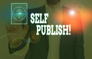 Conceptual hand writing showing Self Publish. Concept meaning writer publish piece of ones work...