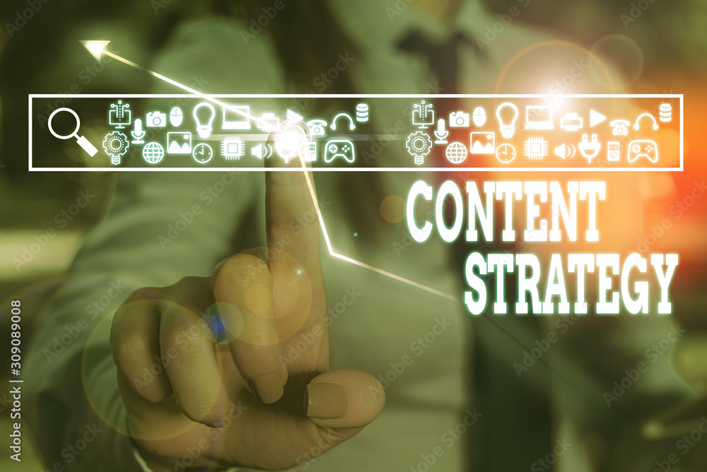 Poster text sign showing content strategy. business photo text the planning development and analysisagement