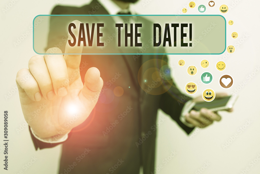 Poster handwriting text save the date. conceptual photo organizing events well make day special event organ