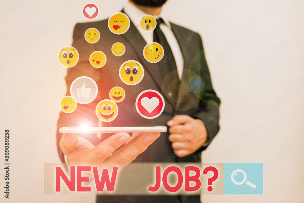 Poster text sign showing new job question. business photo showcasing asking if a demonstrating got regular 