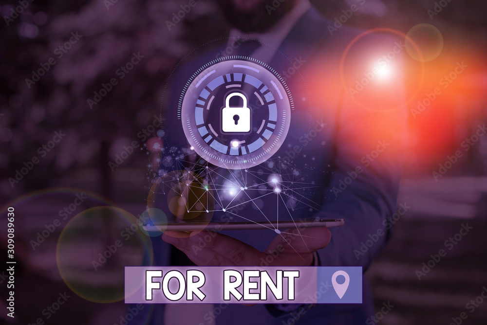 Poster writing note showing for rent. business concept for when you make property available for purchasing 