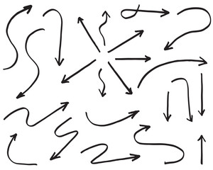 Set of Hand drawn vector arrows  doodle on white background.design element vector illustration.