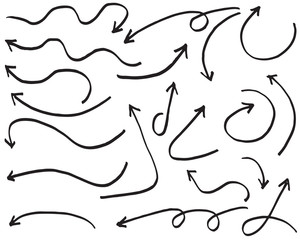 Set of Hand drawn vector arrows  doodle on white background.design element vector illustration.
