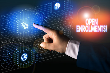 Handwriting text Open Enrolments. Conceptual photo when employees may make changes to elected...