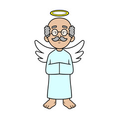 Cartoon Elderly Male Angel Character Illustration