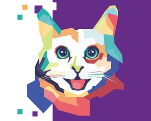 Colorful awesome Cats style in wpap pop art