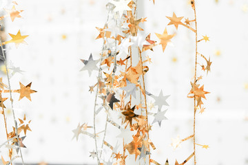 Golden Christmas stars decoration