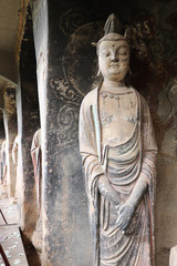 Maijishan Cave-Temple Complex in Tianshui , Gansu Province , China. Artistic treasures of Maiji...