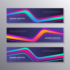 Gradient banner template modern cool shape neon glow, Applicable for Banners, Header, Footer, Advertising