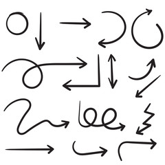 hand drawn Doodle arrow collection, vector illustration isolated