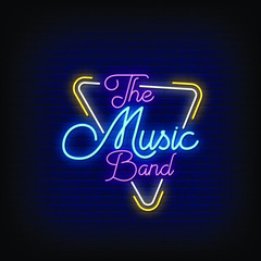 The Music Band Neon Signs Style Text vector