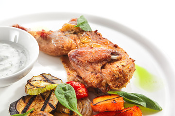 Tapaka or Tabaka Chicken with Grilled Vegetables