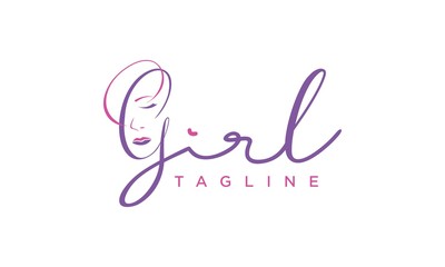 Beauty girl logo design concept on white background
