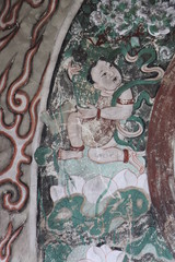 Obraz na płótnie Canvas Maijishan Cave-Temple Complex in Tianshui , Gansu Province , China. Artistic treasures of Maiji Mountain caves. UNESCO World Heritage Site.