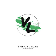 VL initial letter circle brush template logo