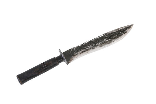 Hiking knife isolated on white background with clipping path.
