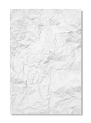 Crumpled paper isolated on white background with clipping path