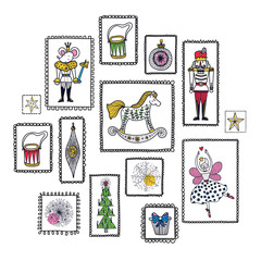 Nutcracker. Set. Stamp Magic vector illustration.