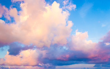 Fantastic view with beauty colorful of dramatic sky and clouds in the evening