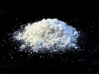 snow isolated on black background