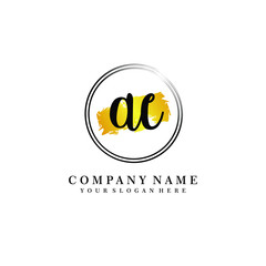 Initial AC handwriting logo, and brush circle template 