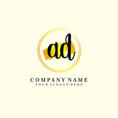 Initial AD handwriting logo, and brush circle template 