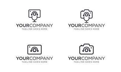 Podcast photography for logo design concept on white background