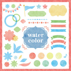 水彩テクスチャーのベクターフレーム素材セット