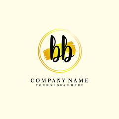 Obraz premium Initial BB handwriting logo, and brush circle template 