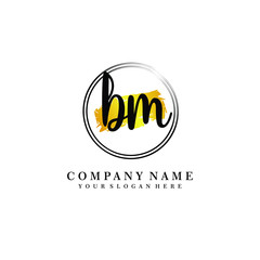 Initial BM handwriting logo, and brush circle template 