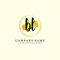 Initial BL handwriting logo, and brush circle template 