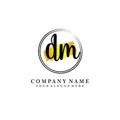 Initial DM handwriting logo, and brush circle template 