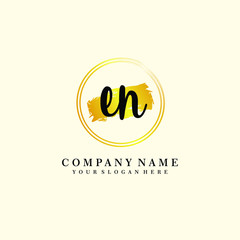 Initial EN handwriting logo, and brush circle template 