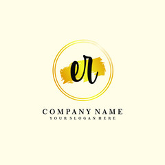 Initial ER handwriting logo, and brush circle template 