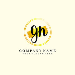 Initial GN handwriting logo, and brush circle template 