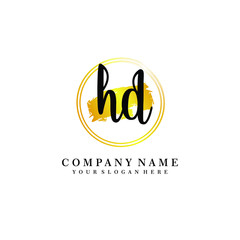 Initial HD handwriting logo, and brush circle template 