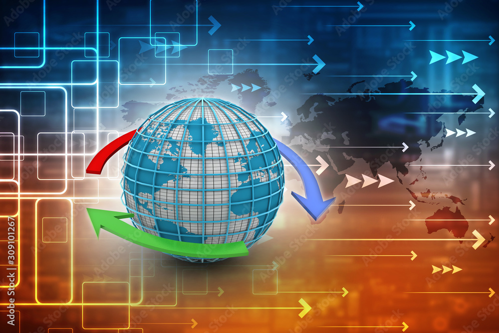 Poster 3d rendering abstract world concept
