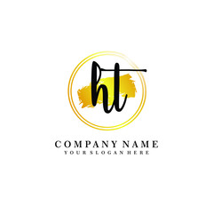Initial HT handwriting logo, and brush circle template 