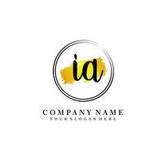 Initial IA handwriting logo, and brush circle template 
